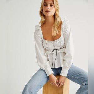 Free People Cathleen Blouse Peasant Cottagecore NWOT